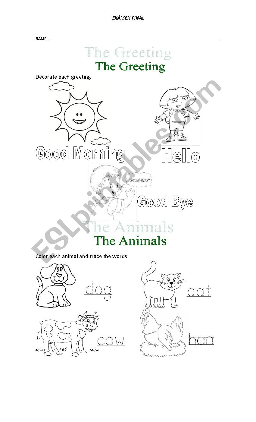 Numbers and animals worksheet