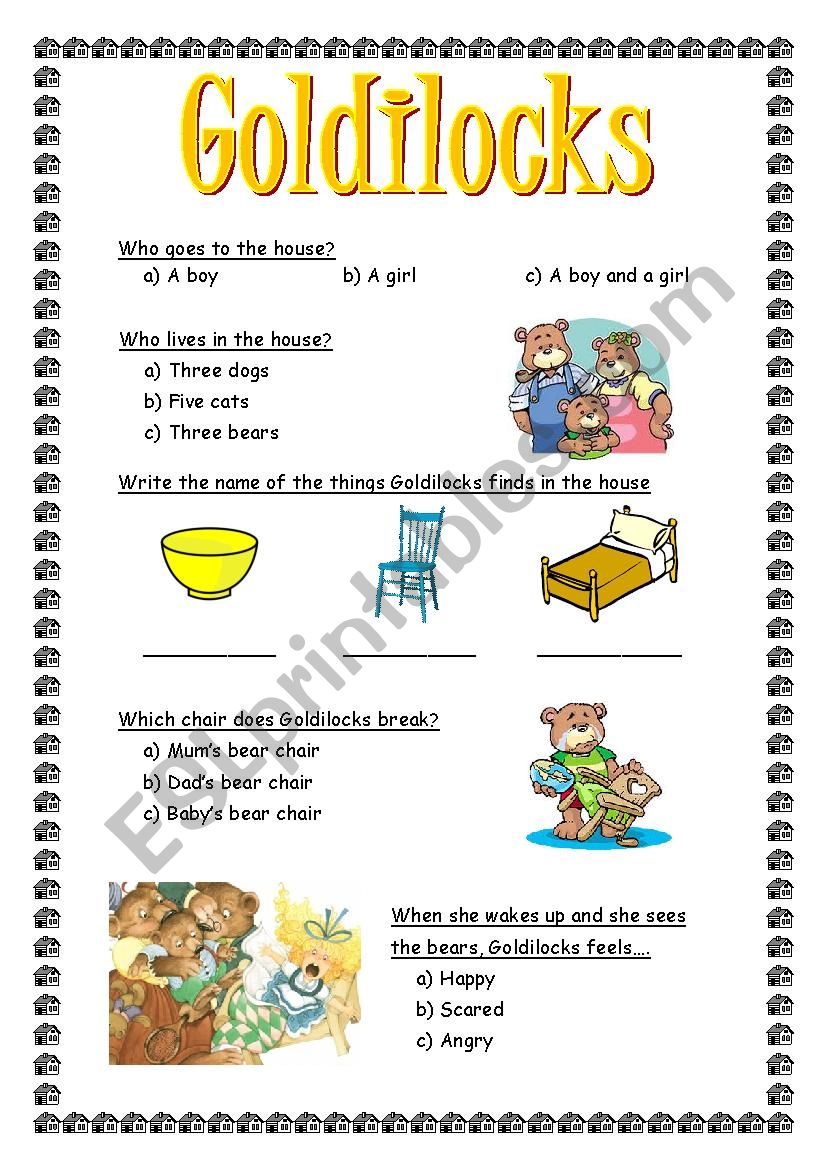 Goldilocks activities  worksheet