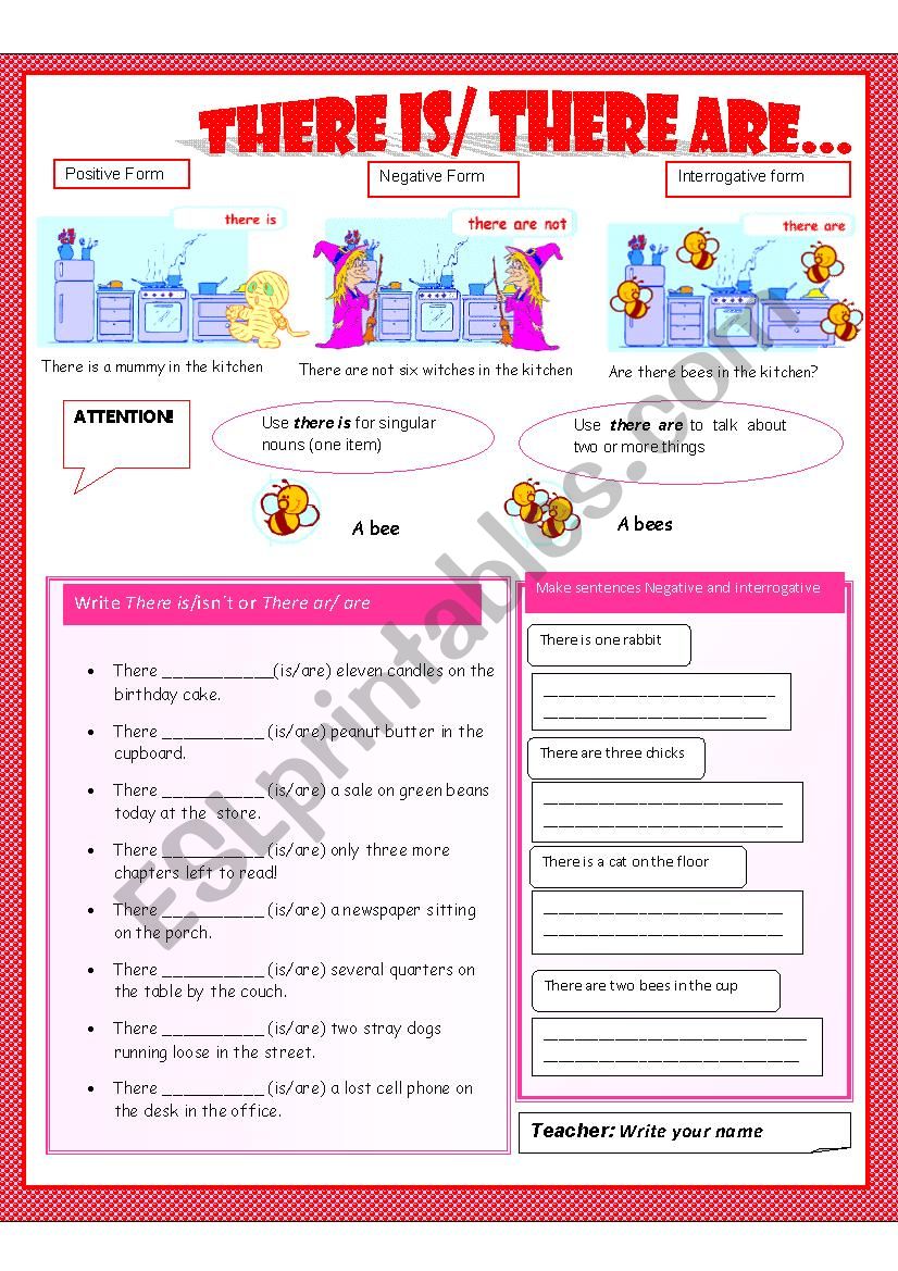 â€¢THERE IS AND THERE ARE â€¢ worksheet