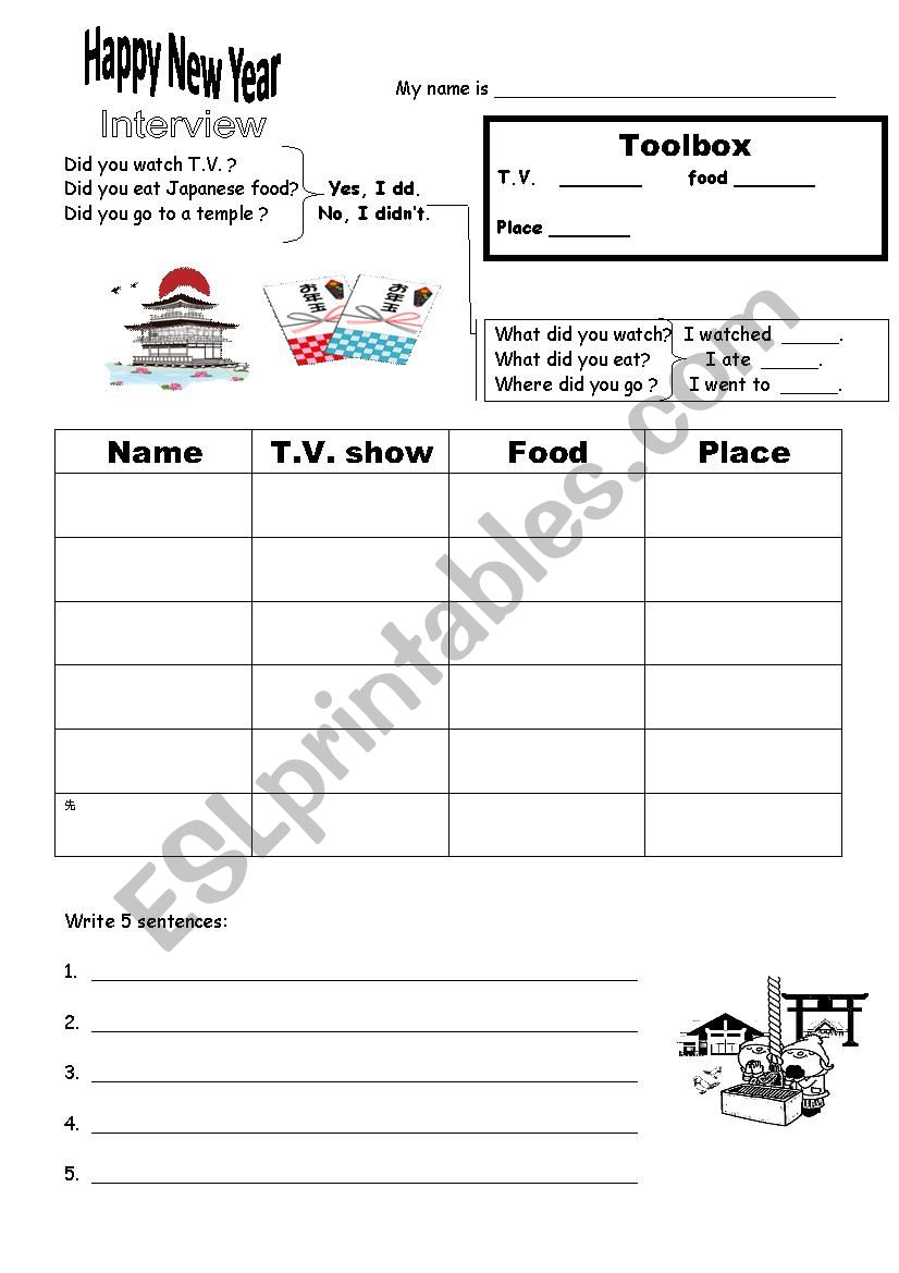 Happy New Year worksheet