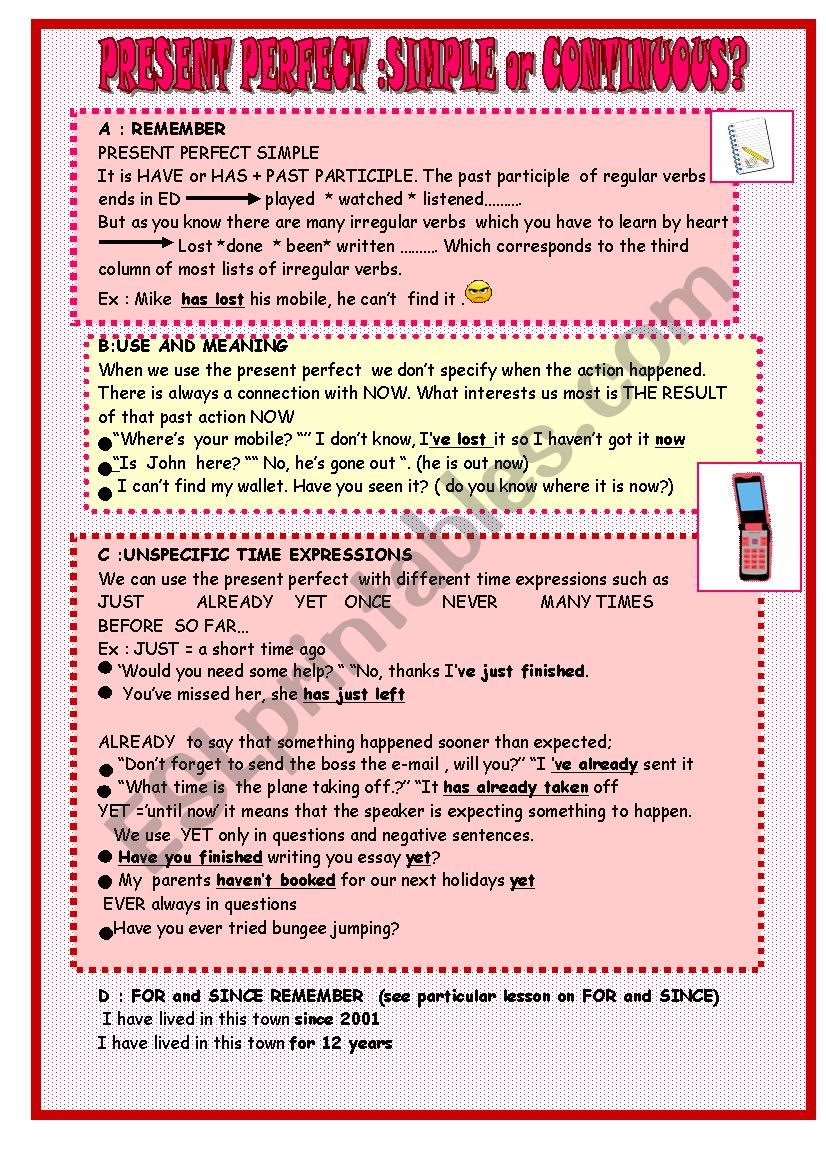 present perfect simple or continuous :lesson