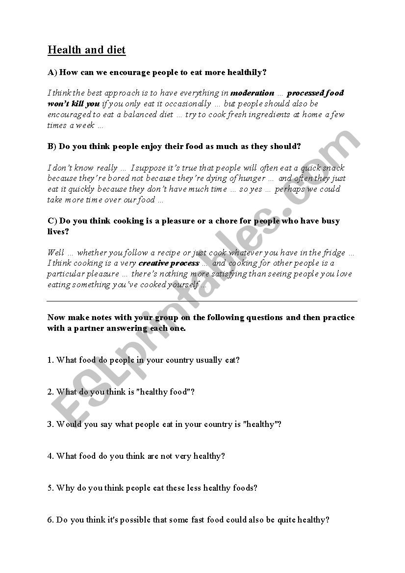 Health and diet IELTS part 3 questions