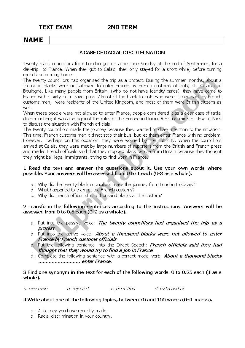 EXAM FOR UNIVERSITY ACCESS PAEU