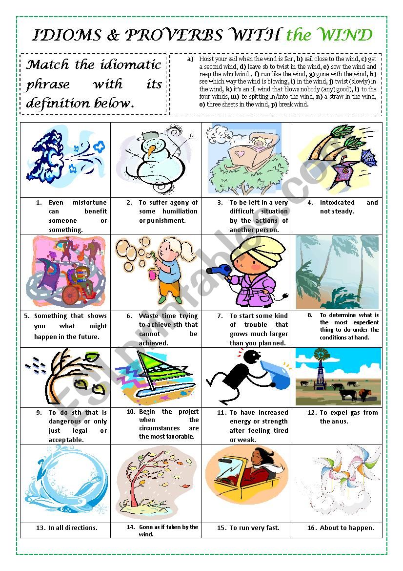 IDIOMS & PROVERBS WITH the WIND (plus key)