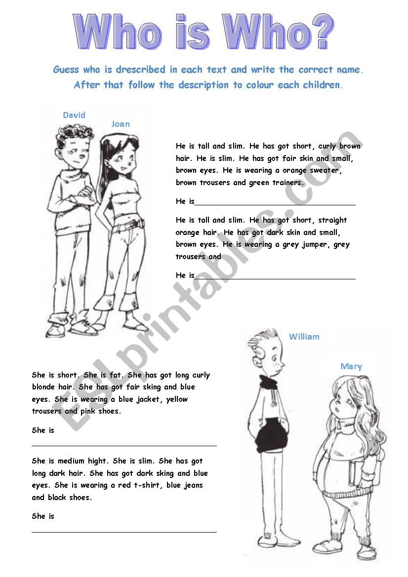 Who is who? worksheet