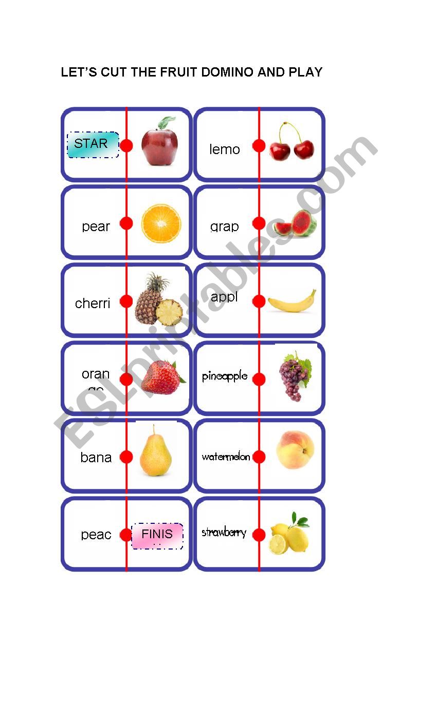 fruit domino worksheet