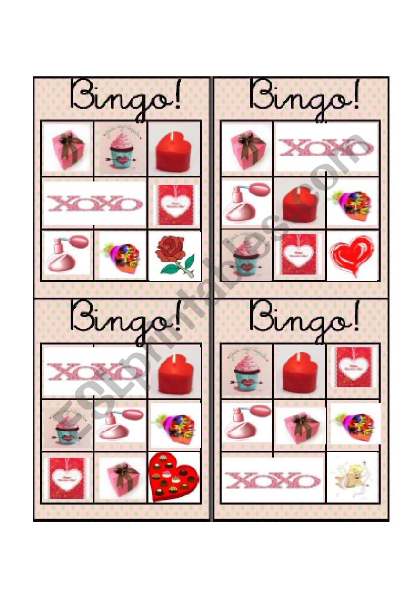Valentines Day Bingo 5 worksheet