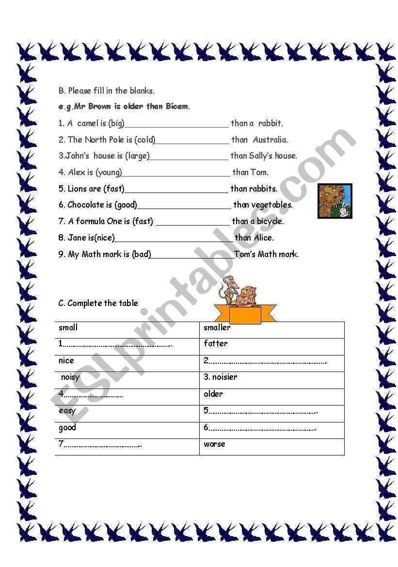 Comparatives worksheet