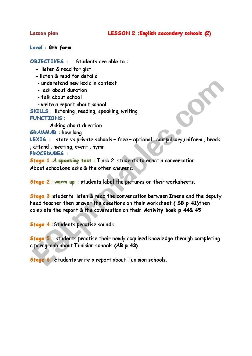 Module 2:Lesson 2!Engllish secondary school 2 plan 