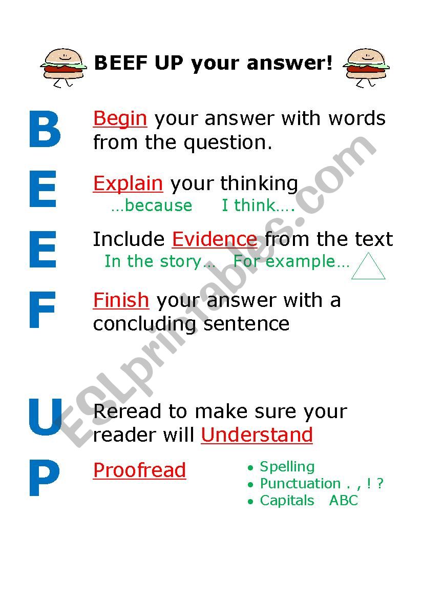 Beef Up Your Answer worksheet