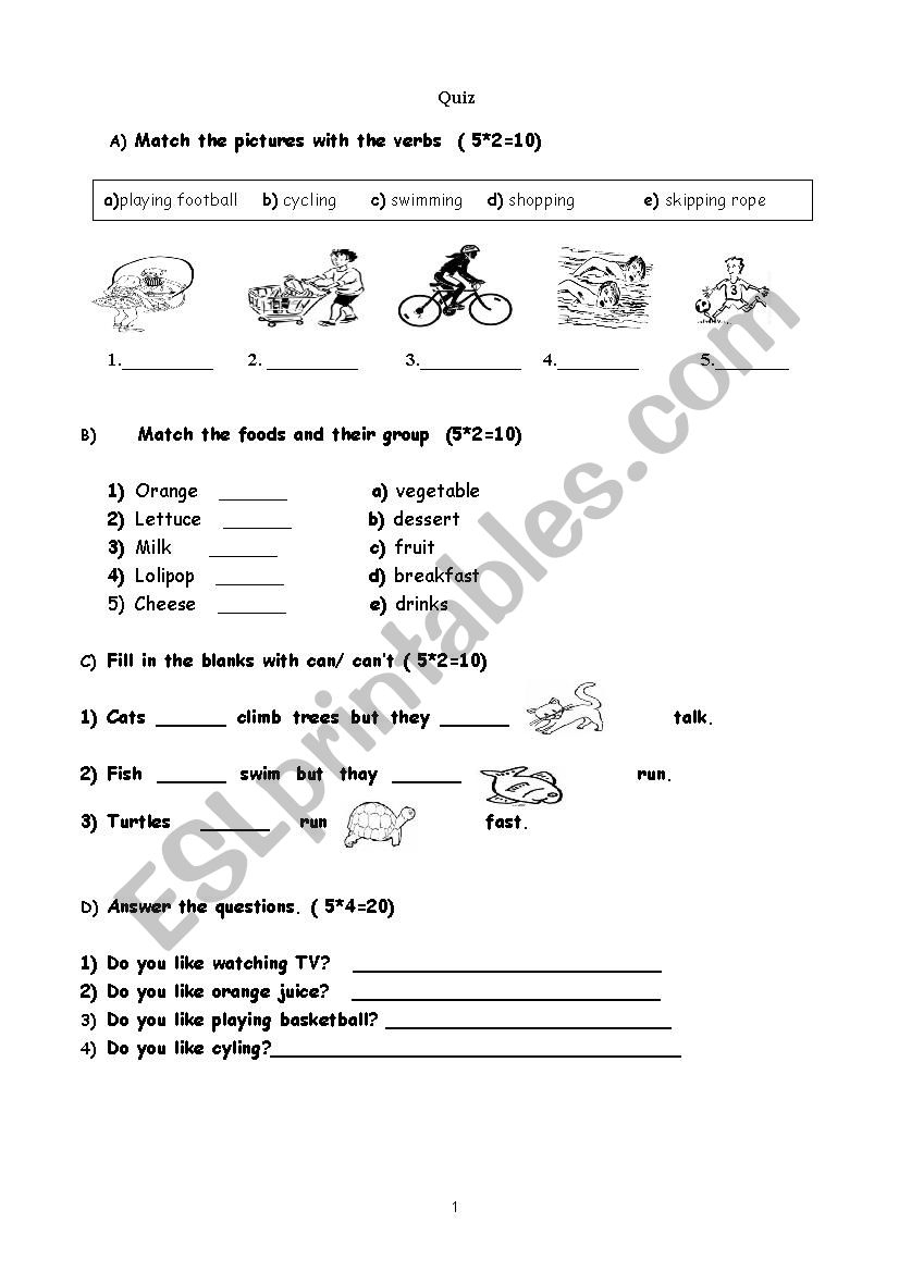 quiz worksheet