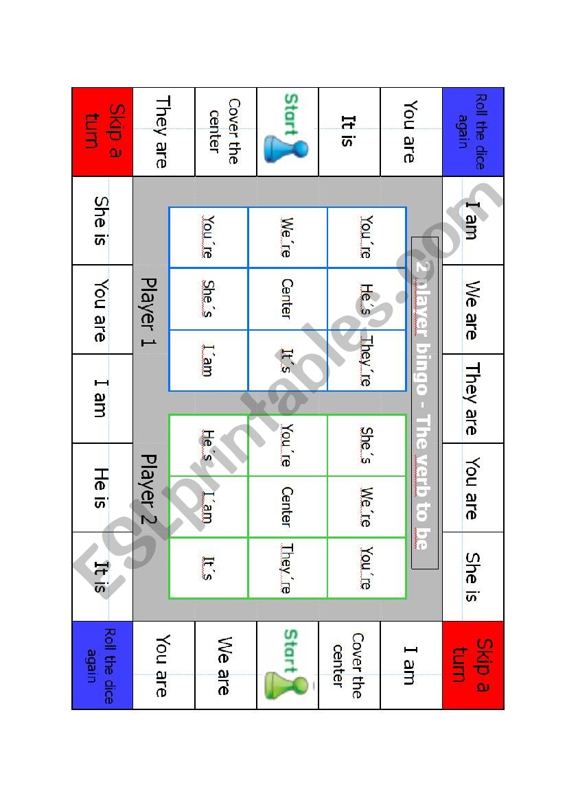 2 player bingo - To be worksheet