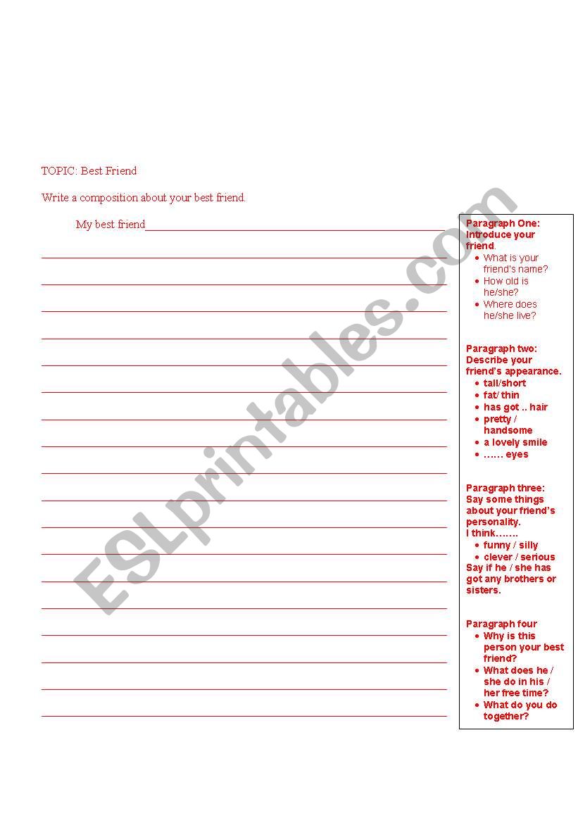 Very guided writing outline worksheet