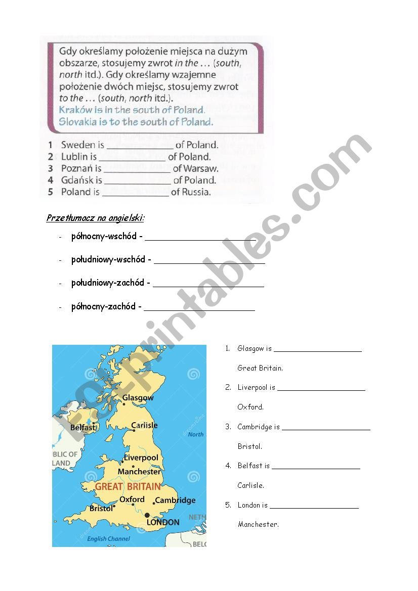 Points of the compass worksheet