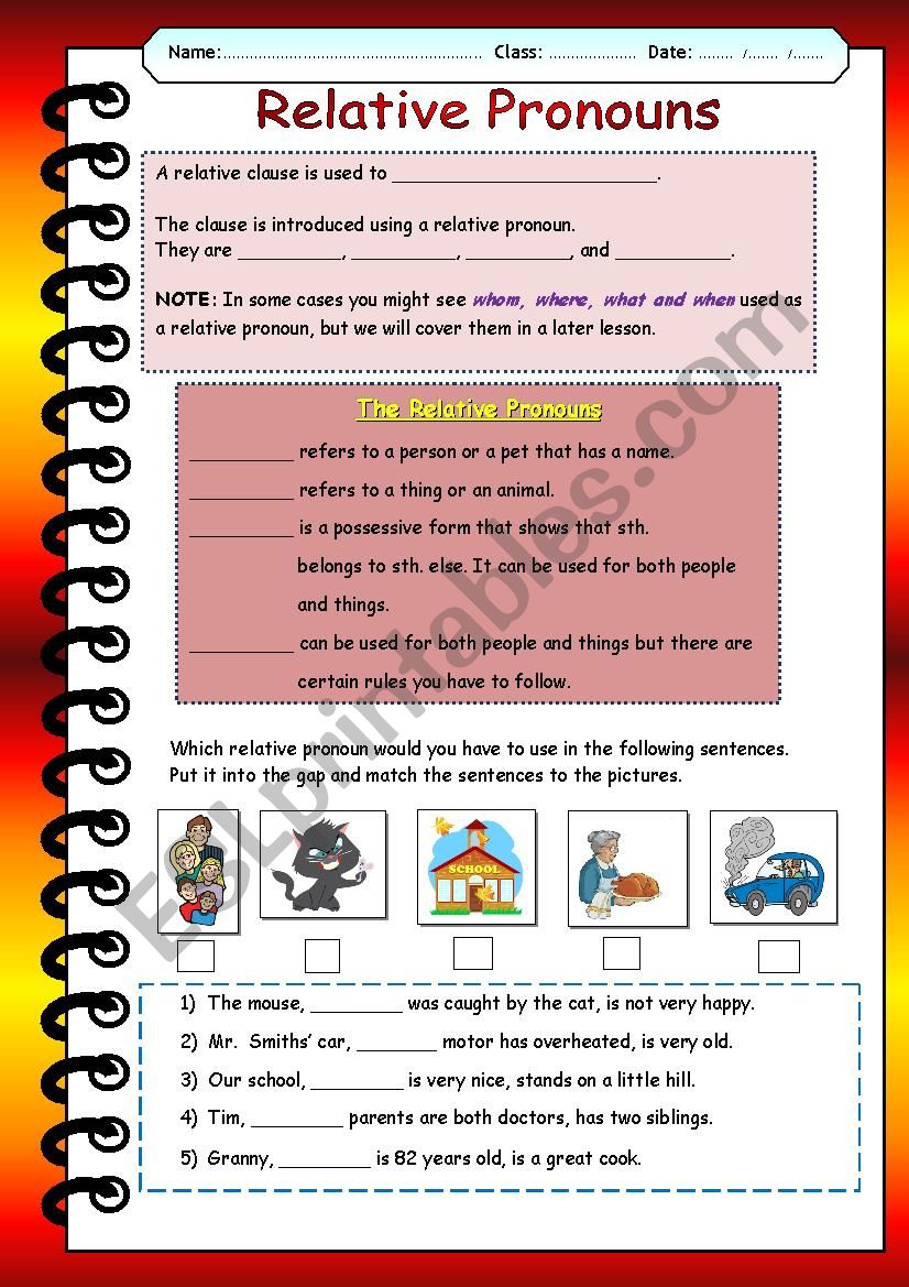Guide on Relative Pronouns worksheet