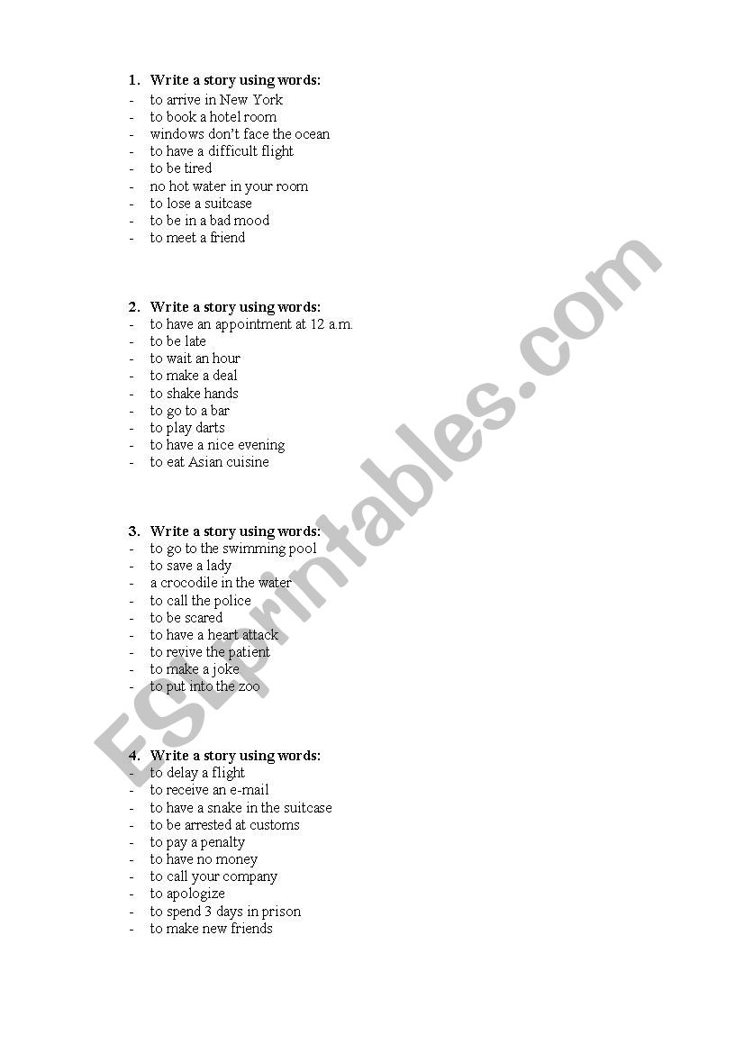 Write a story worksheet