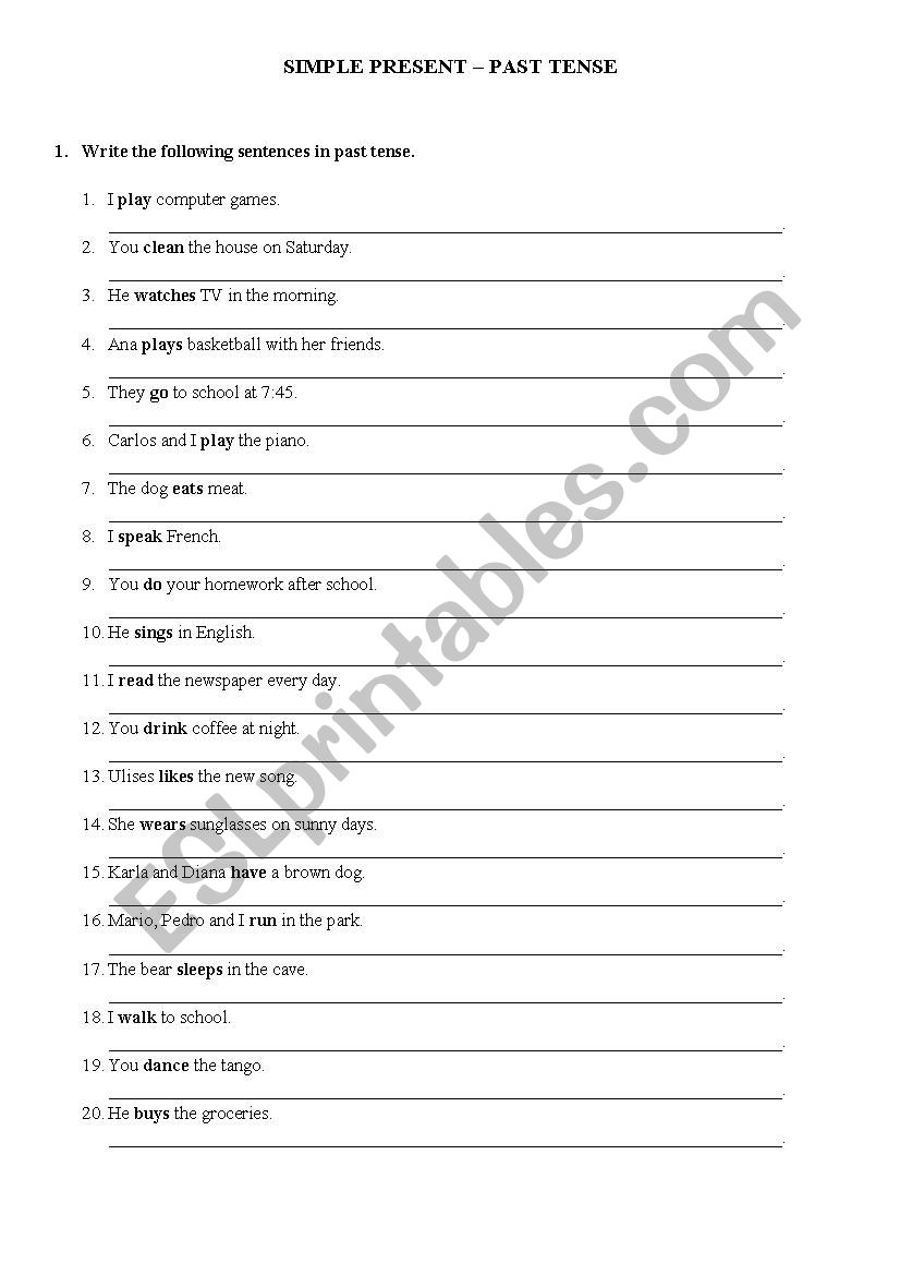 Simple Past Sentences worksheet