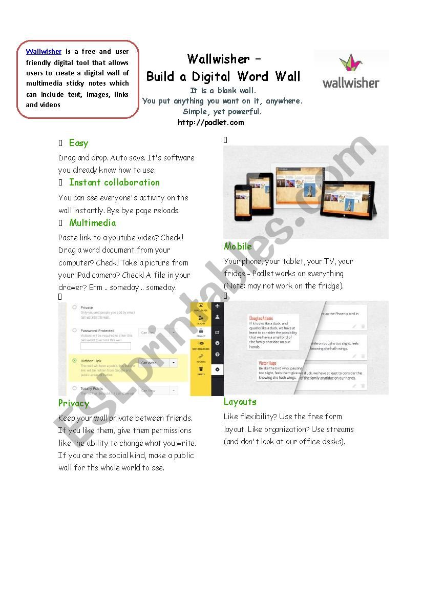 wallwisher worksheet