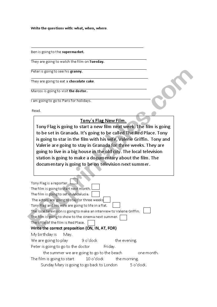 Antonio Flag worksheet