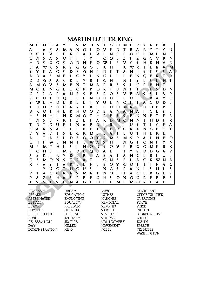 Martin Luther King Puzzle worksheet
