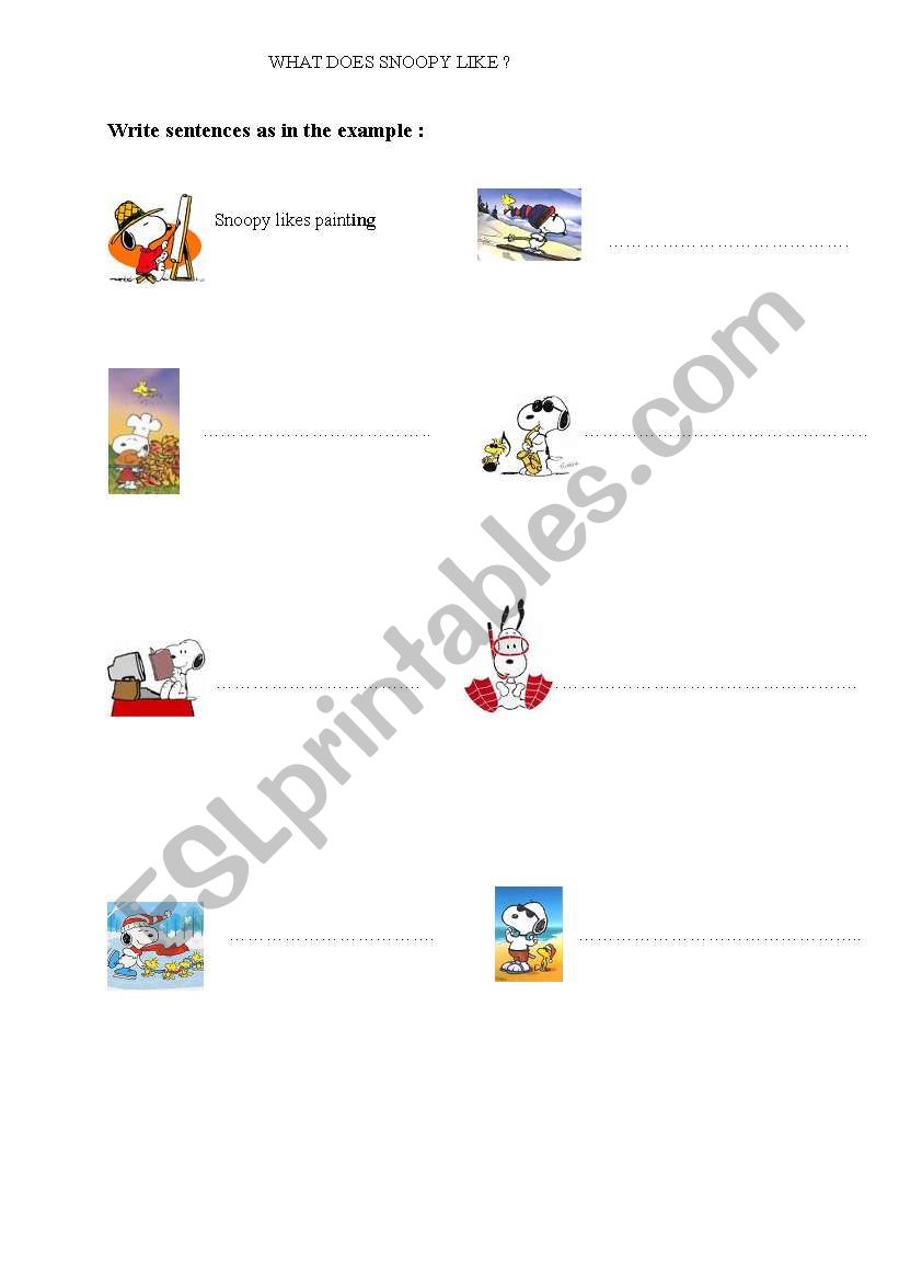 What does Snoopy like ? worksheet