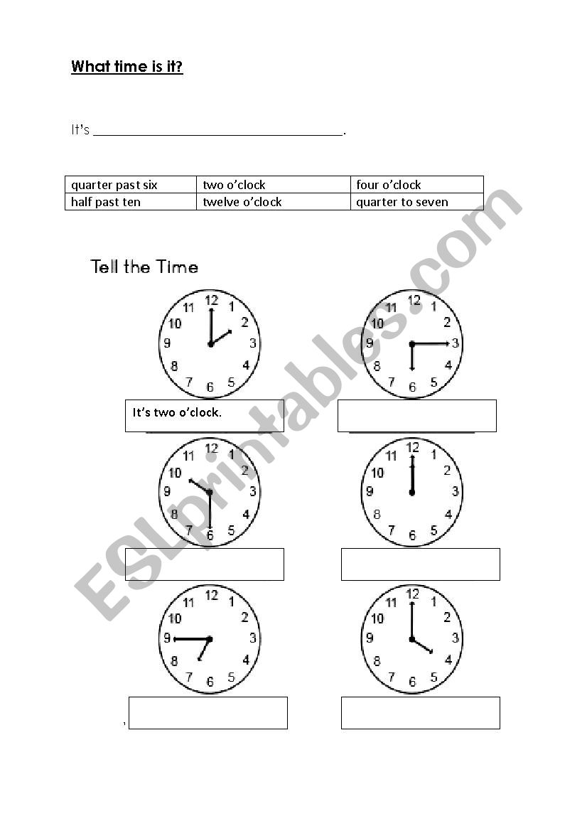 What time is it? worksheet