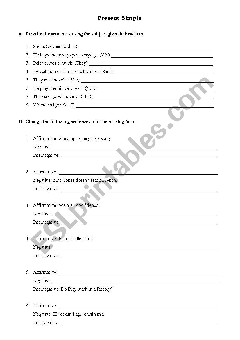 Present Simple - practice worksheet