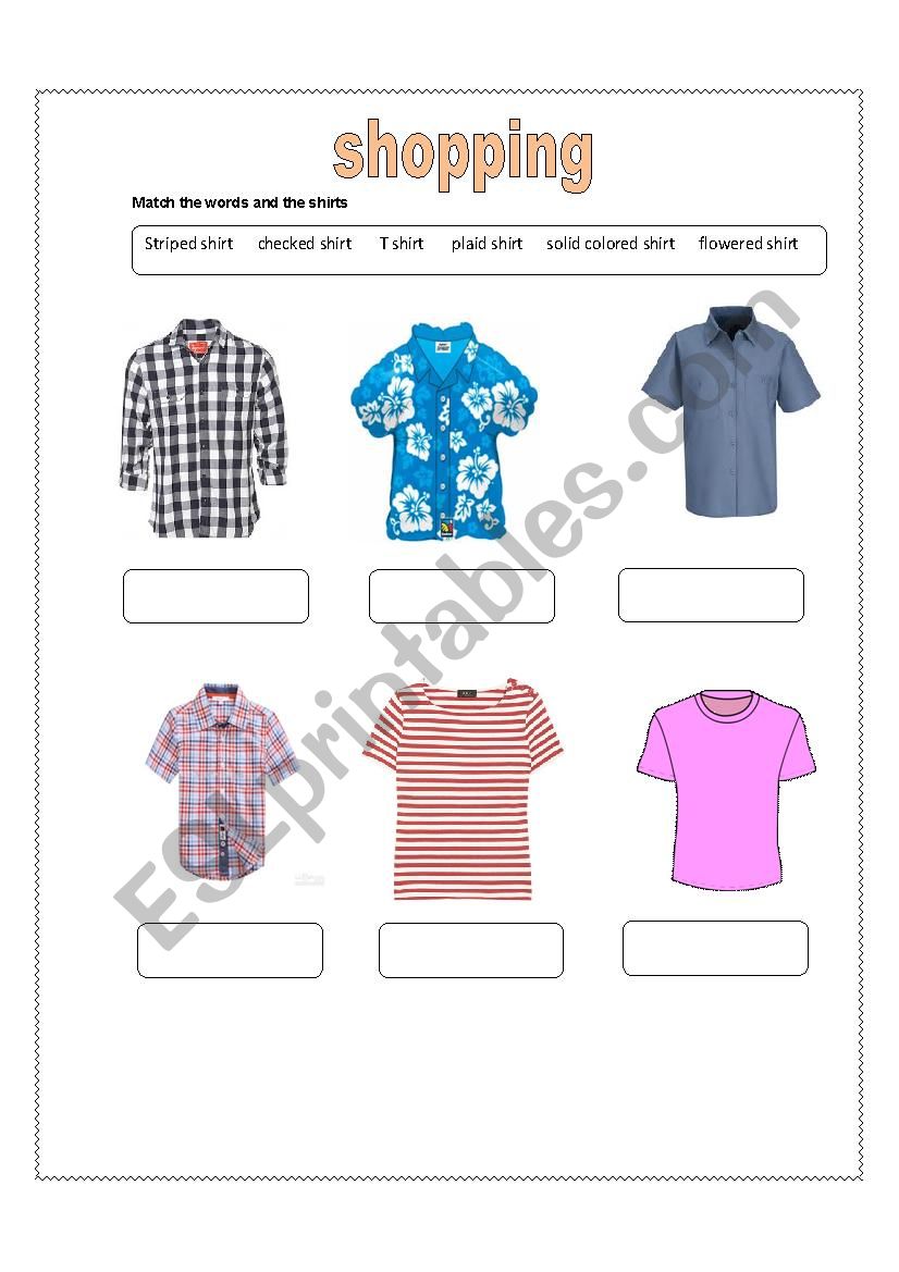 clothing  worksheet