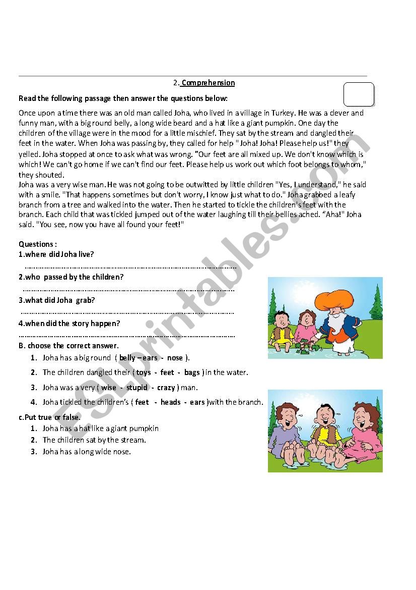 joha and the children worksheet