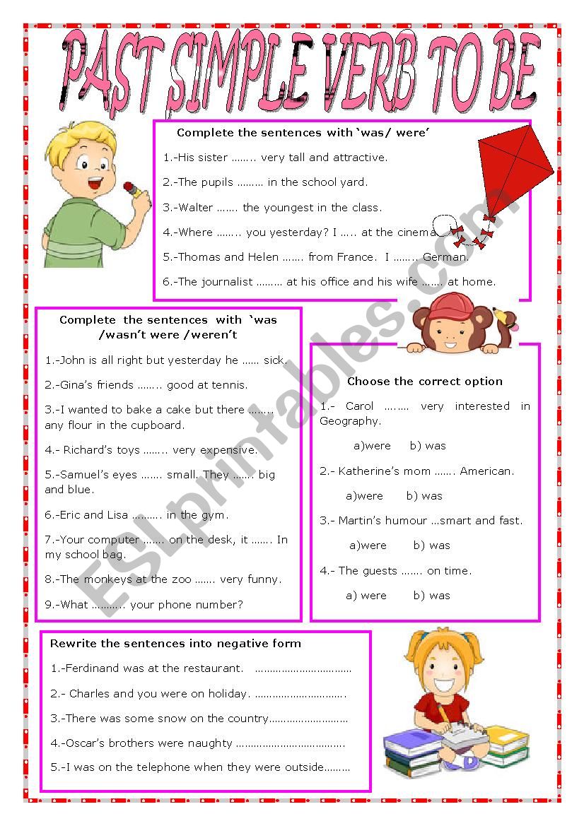 PAST SIMPLE VERB TO BE worksheet