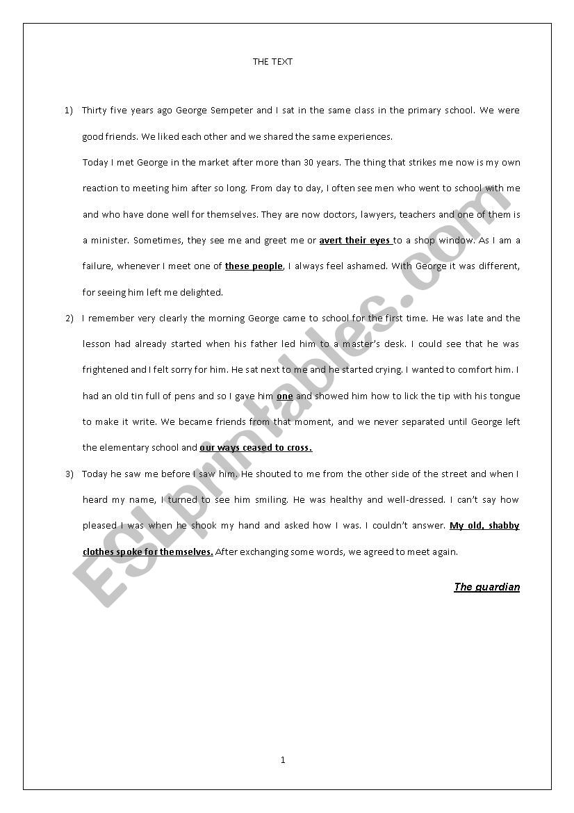 end of term test N 1 worksheet