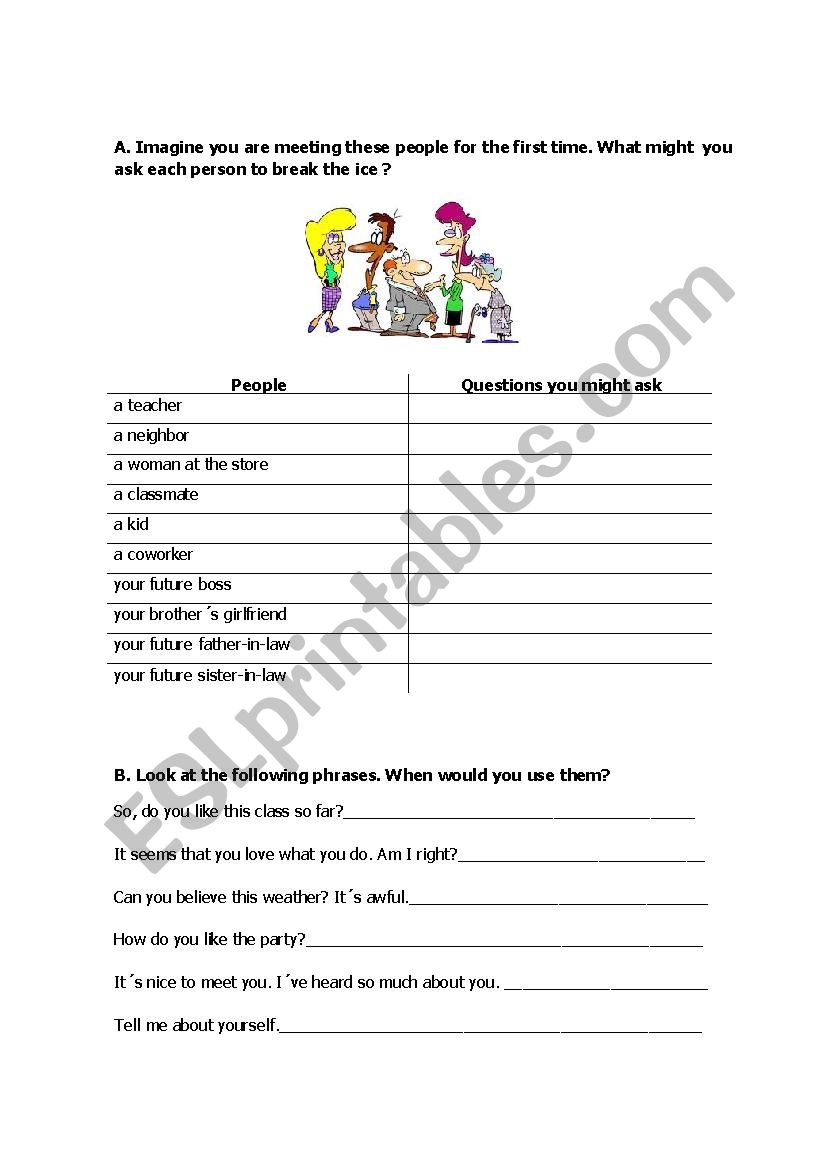 Ice Breakers worksheet