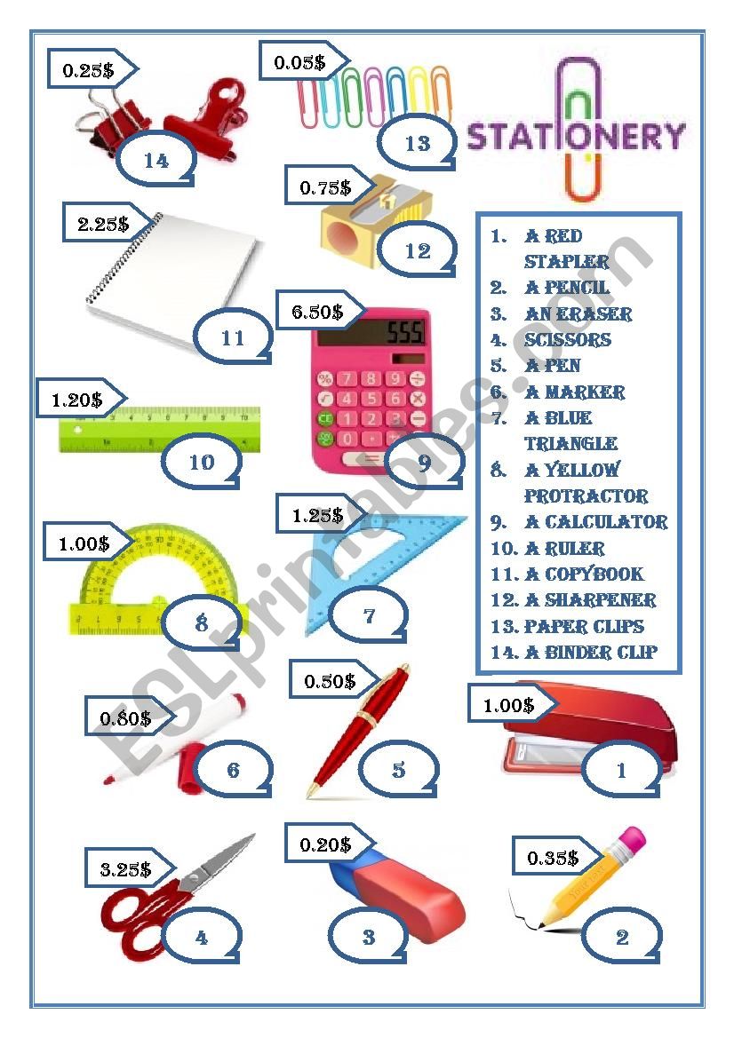 Stationary worksheet