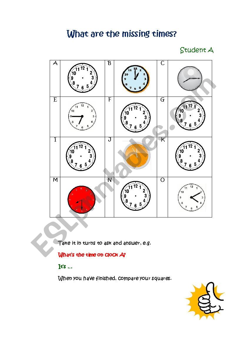 Telling the time information gap activity