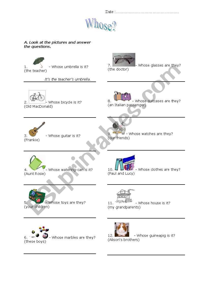 Whose?   worksheet