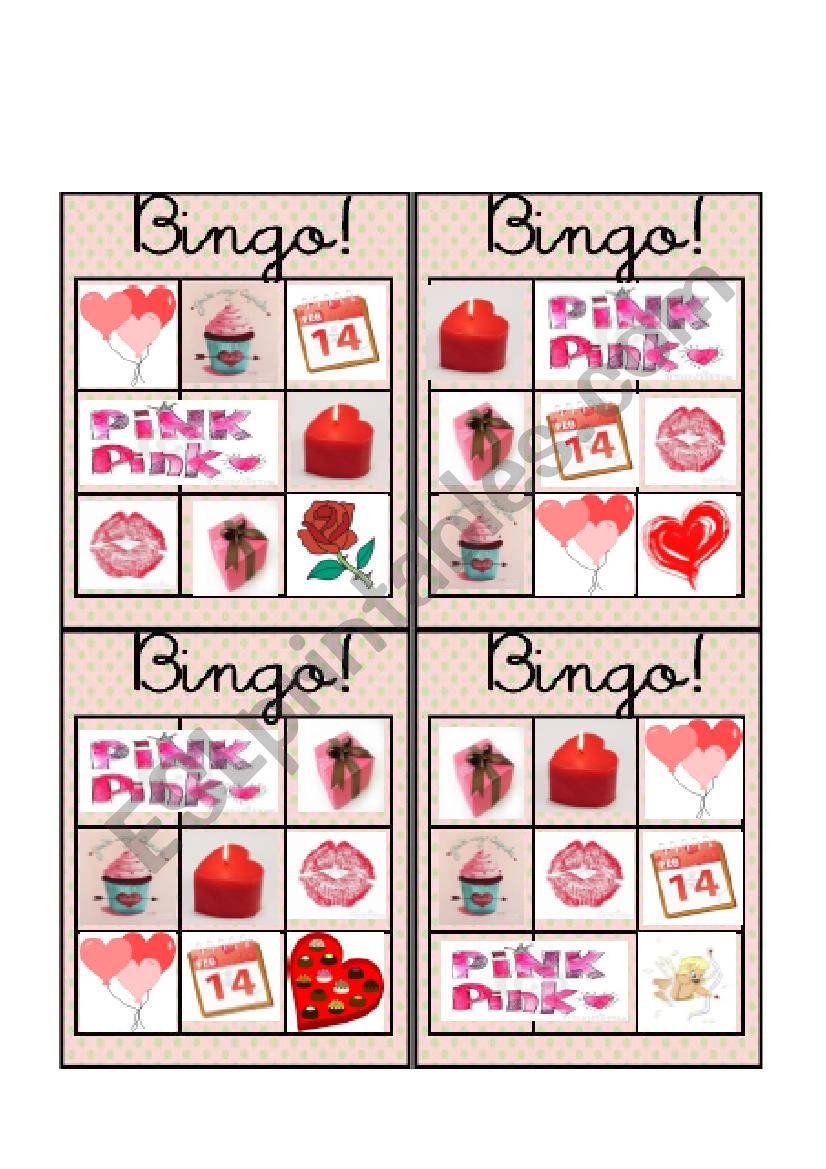Valentines Day Bingo 6 worksheet