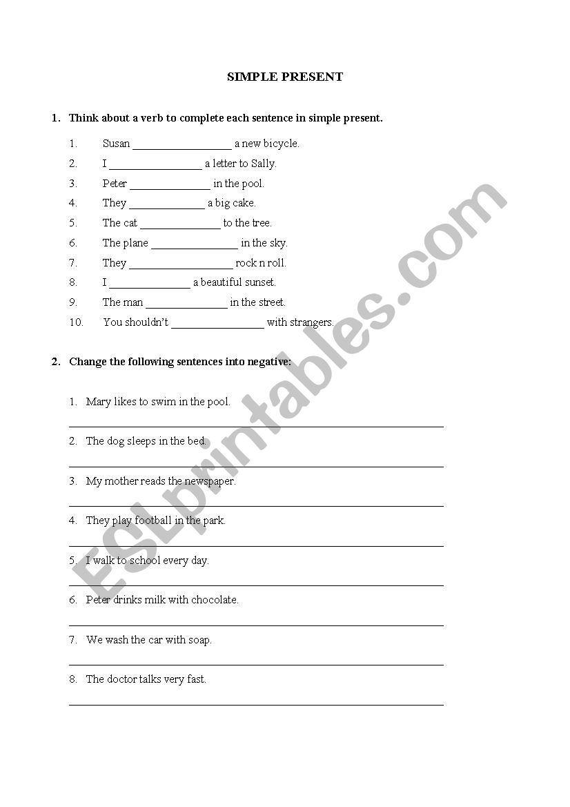 Simple Present Practice worksheet