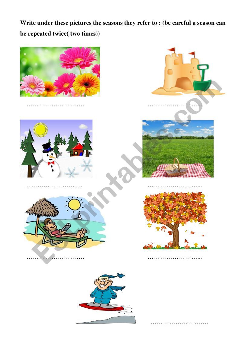 seasons(part 2) worksheet