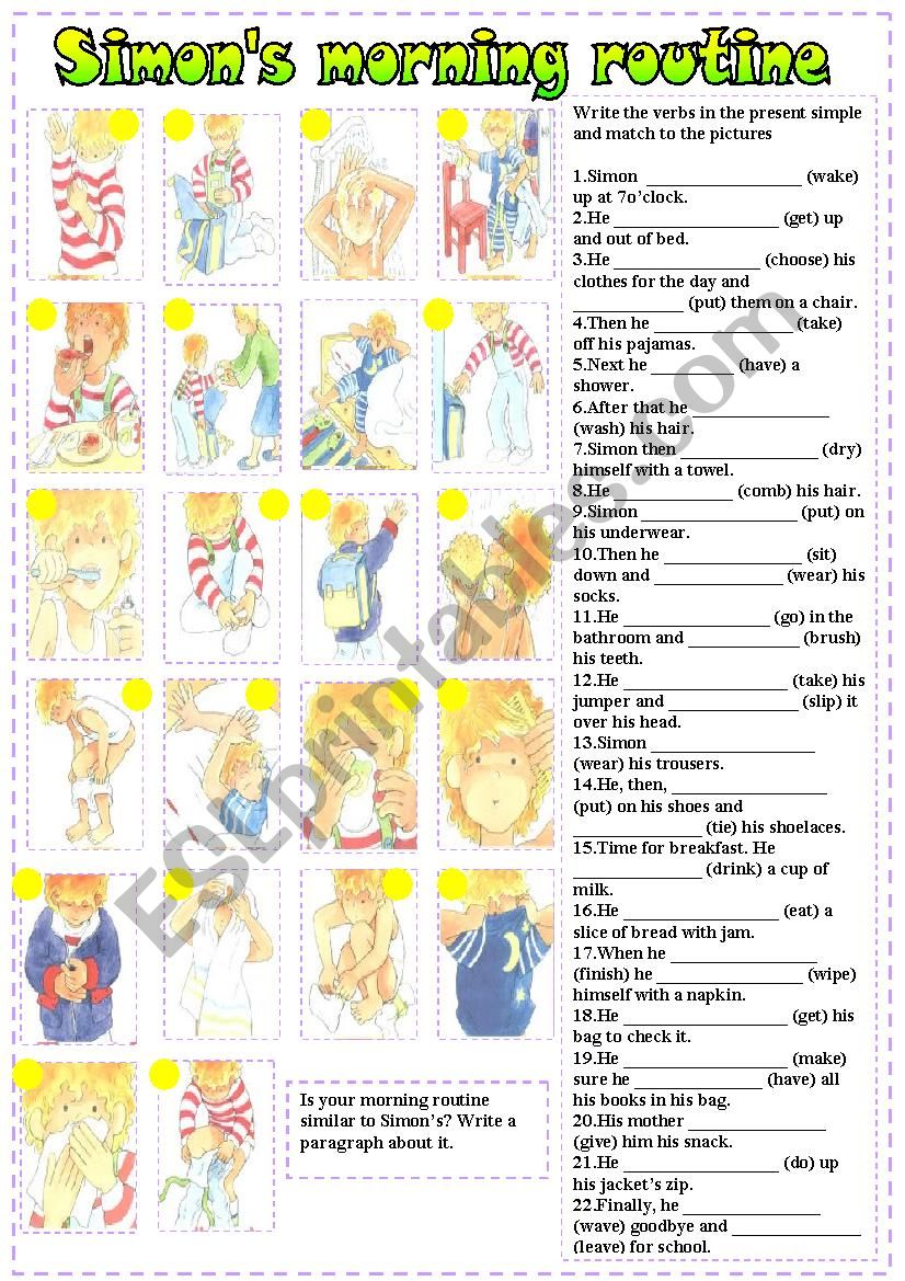 Simons morning routine worksheet