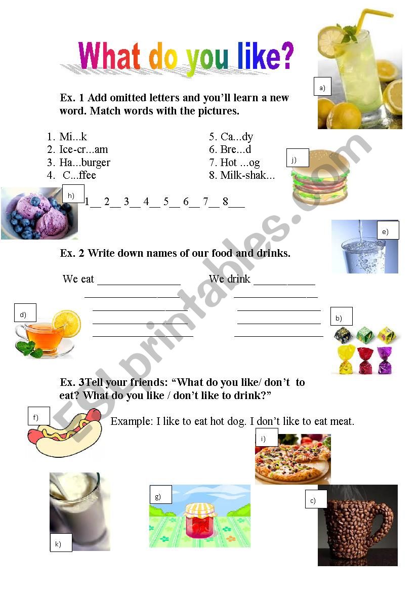 What do we like to eat? worksheet