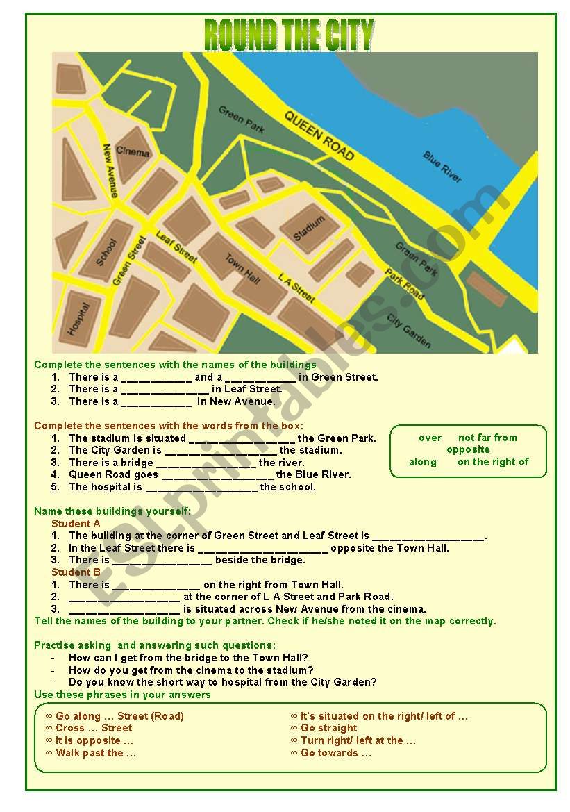 Directions Round the City worksheet