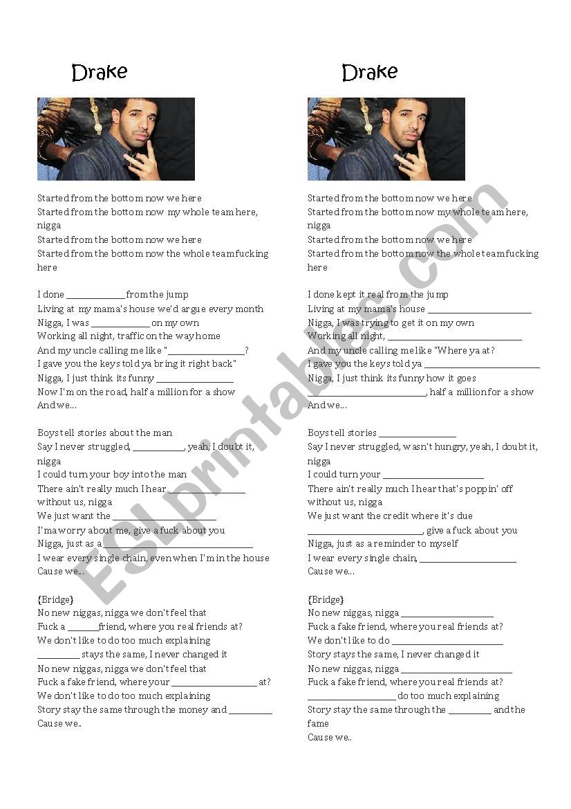 Drake lyrics Started from the Bottom