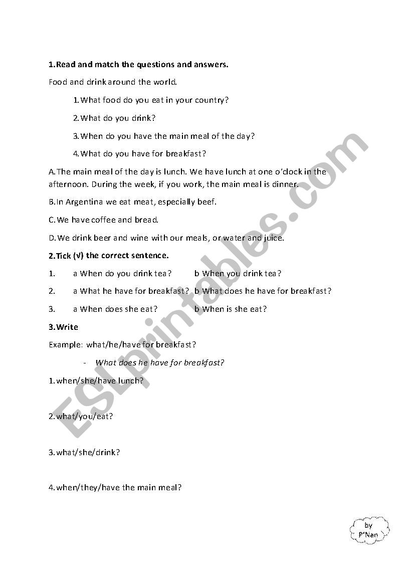 Food and Drinks  worksheet