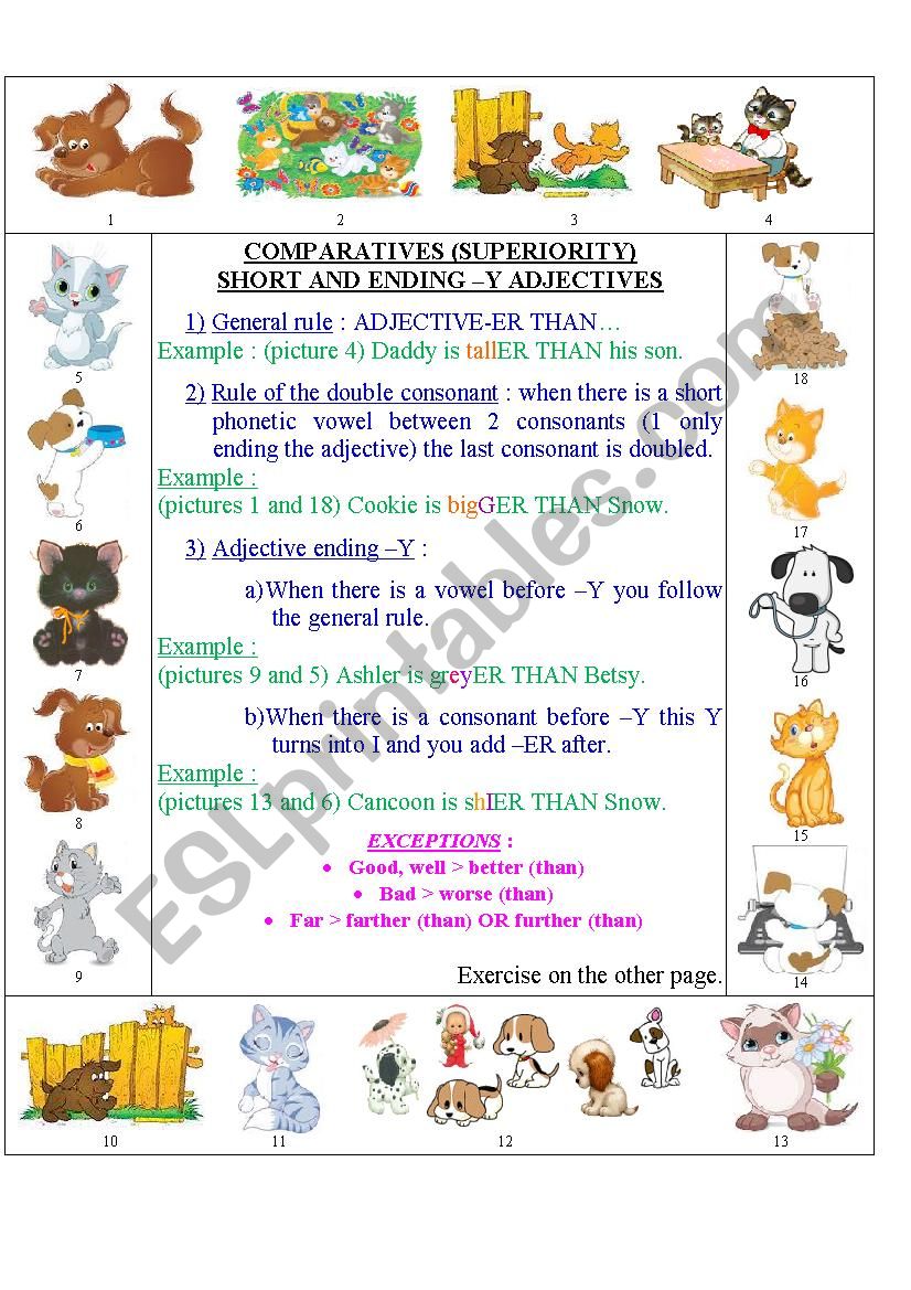 comparatives of superiority for short and ending -y adjectives