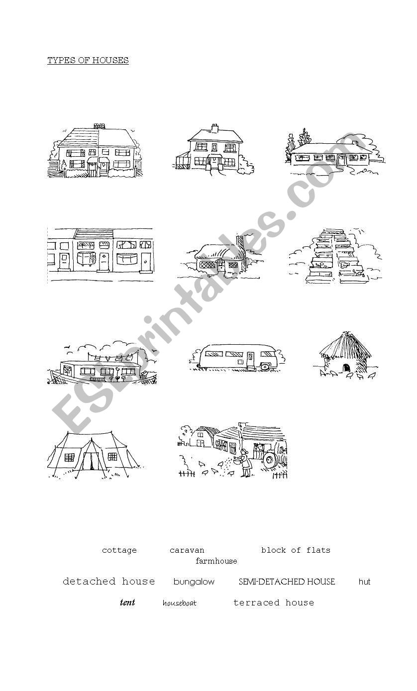 Types of Houses worksheet