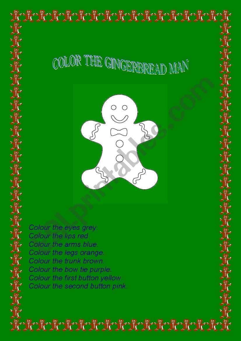 Colour the Gingerbread Man worksheet