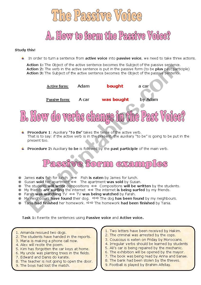 Passive Voice worksheet