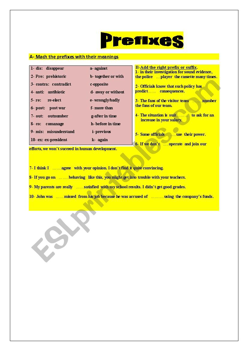 some prefixes and their meaning