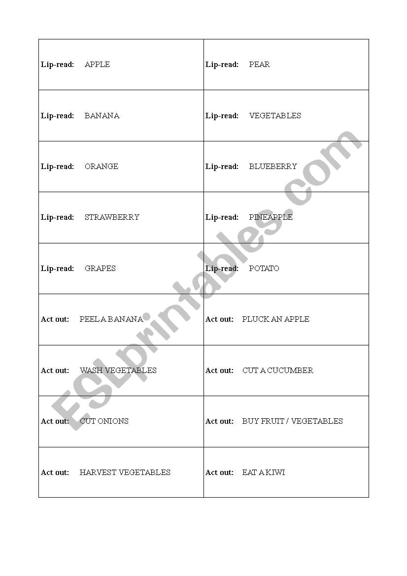 Language & Co, Task Cards FRUIT and VEGETABLES