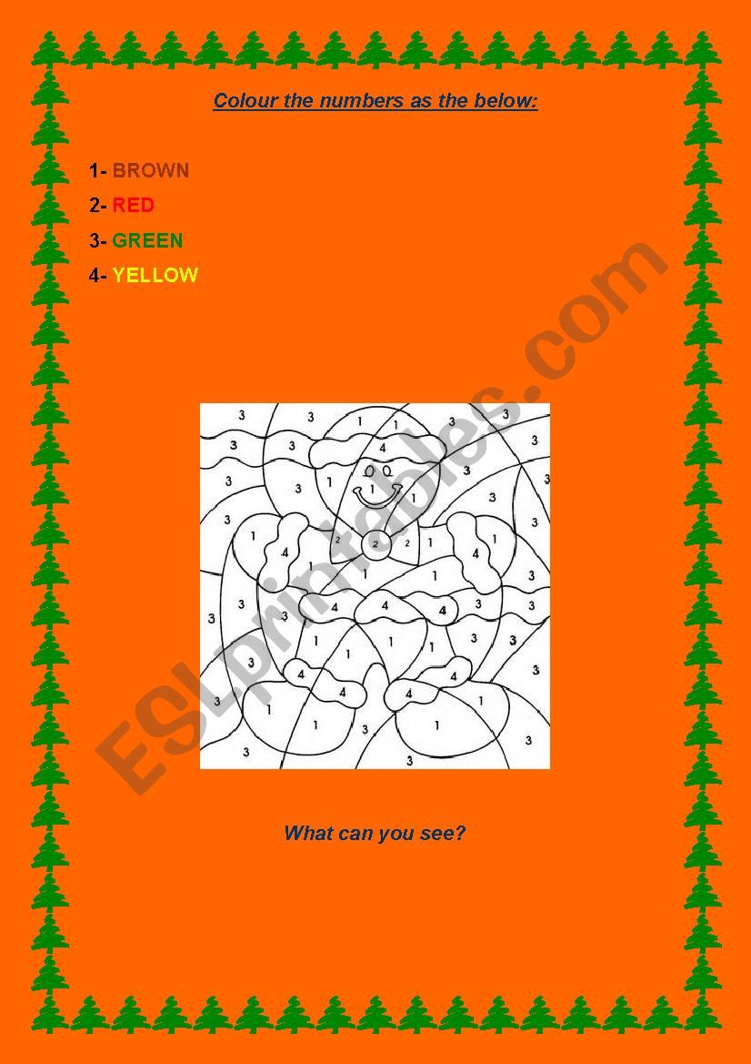 Colour the numbers worksheet